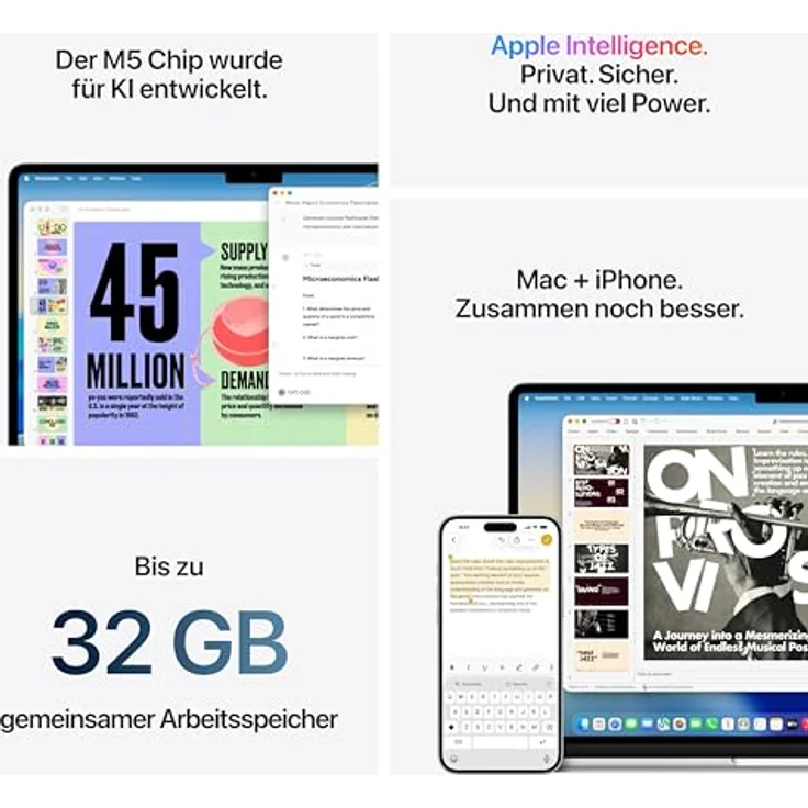 APPLE MacBook Air (2026) 15,3 Zoll, Apple M5, 24 GB RAM, 1 TB SSD, macOS, Himmelblau – Bild 6