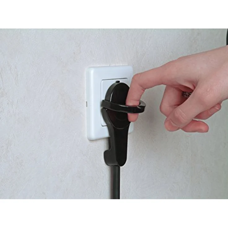 Kopp Schutzkontakt-Winkelstecker, extraflach aus Kunststoff (8mm Höhe), mit Klappgriff und Knickschutz, 250V (16A), für Kabel bis 3x1,5 mm², IP20, schwarz, 172005030 – Bild 2