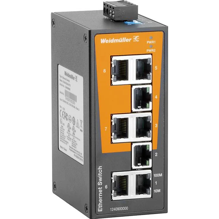 Weidmüller IE-SW-BL08T-8TX Netzwerk (8 Ports), Netzwerk Switch, für zuverlässige Netzwerkverbindung