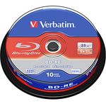 Verbatim BD-RE Single Layer Blu-ray Rohlinge 25 GB, Blu-ray-Disc mit 2-facher Schreibgeschwindigkeit, mit Kratzschutz, 10er-Pack Spindel, Blu-ray-Disks für Video- und Audiodateien