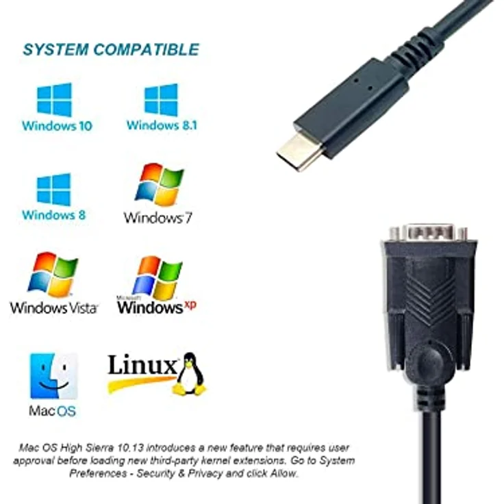 Equip Adapter USB-C -> Seriell RS232-DB9, 1.50m, schwarz, Prolific PL2303GT, kompatibel mit MacOS, Linux, Windows 7/8/10/11 – Bild 4