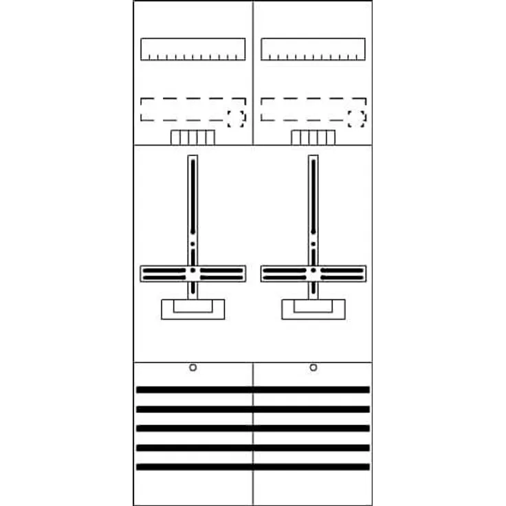 ABB Striebel & John Zählerfeld 7RE 2Z DF27C2, vorverdrahtet, grau, 2 Zählerplätze, Schutzart IP2XC, 63 A Hauptschalter