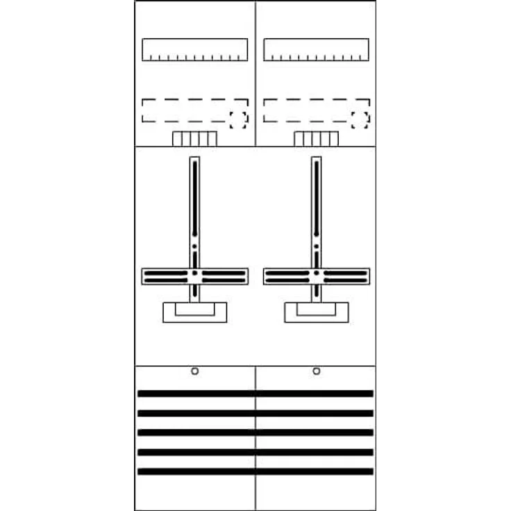 ABB Striebel & John Zählerfeld 7RE 2Z DF27C2, vorverdrahtet, grau, 2 Zählerplätze, Schutzart IP2XC, 63 A Hauptschalter