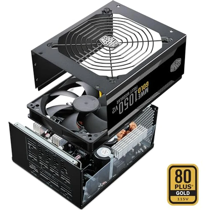 Cooler Master MWE Gold 1250 V2, Vollmodulares ATX 3.1 Netzteil, 80 Plus Gold, 1250 Watt, PCIe 5.1, 140 mm FDB-Lüfter, hohe Temperaturbeständigkeit bis 50 °C – Bild 5