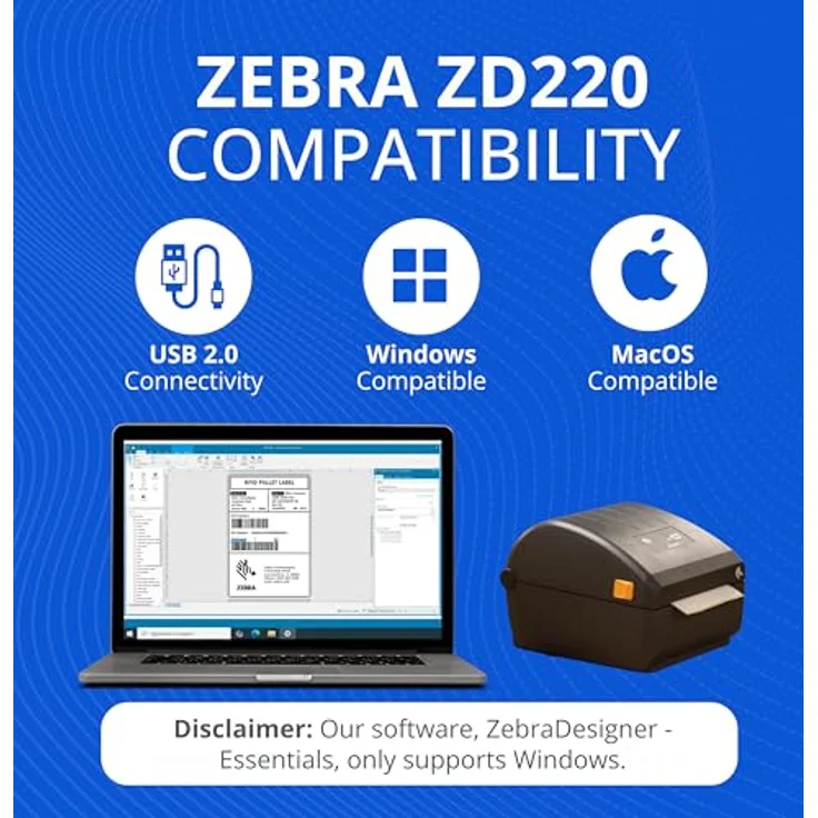 Zebra ZD220, Thermodirekt Drucker mit 203 x 203 DPI, 102 mm/s, Kabelgebunden, schwarz – Bild 5