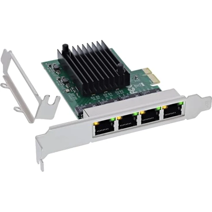 InLine® Quad Gigabit Netzwerkkarte 4x RJ45 1Gb/s, PCIe x1, inkl. Low Profile Slotblech, für Server und Workstations, 51127B – Bild 1