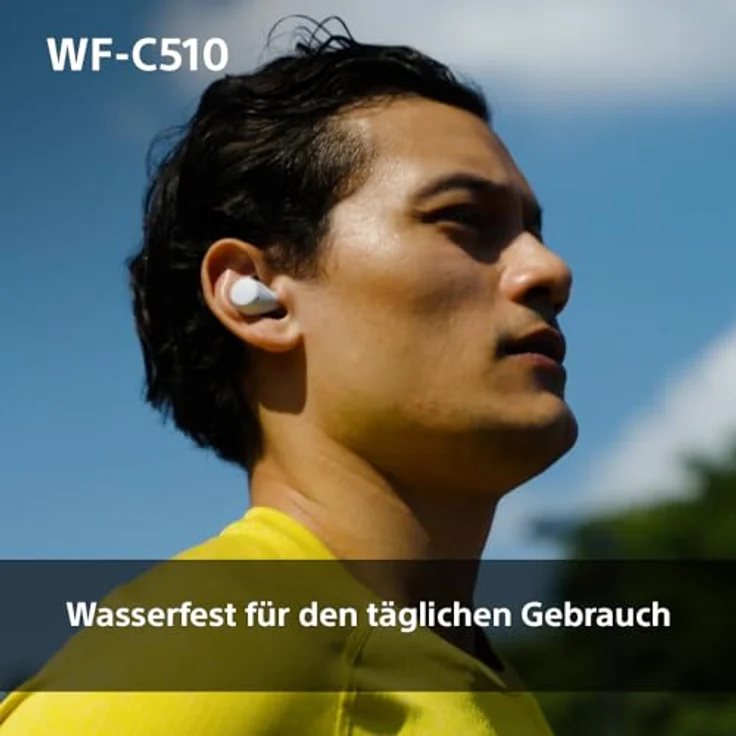 Sony WF-C510 Truly Wireless Kopfhörer - Klein, leicht, Bluetooth In-Ear Kopfhörer mit Multipoint Connection, Ambient Sound, IPX4 Bewertung, Spotify Tap, Quick Charge, 22 Std Akku, iOS & Android - Gelb – Bild 4