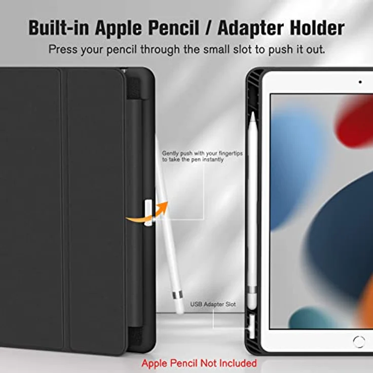 Fintie iPad 9. Generation Schutzhülle 10.2 Zoll Schwarz - Superleicht, mit Pencil Halter, Auto Sleep/Wake – Bild 4