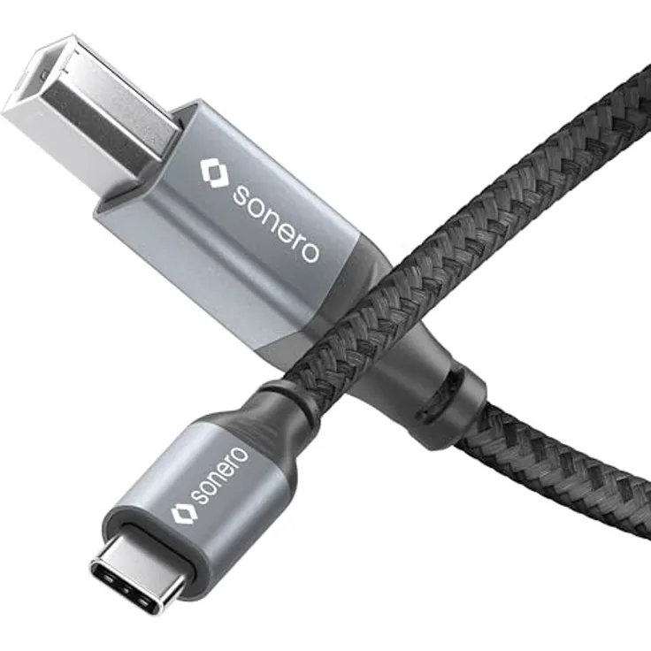 Sonero USB 2.0 Kabel, Verbindungskabel C-Stecker auf B-Stecker, 480 MB/s, space grey/schwarz, 1,00m