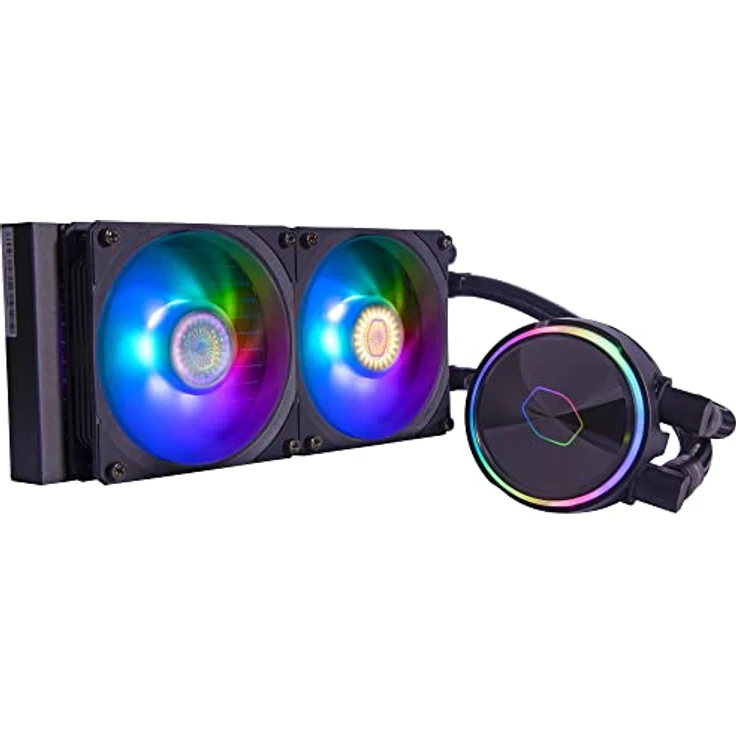 Cooler Master MasterLiquid PL240 Flux CPU-Kühler - AIO Wasserkühlung mit 2 x 120mm Lüfter, 240mm Kühler inkl. ARGB-Controller (2te Generation) - AMD- und Intel-kompatibel – Bild 1