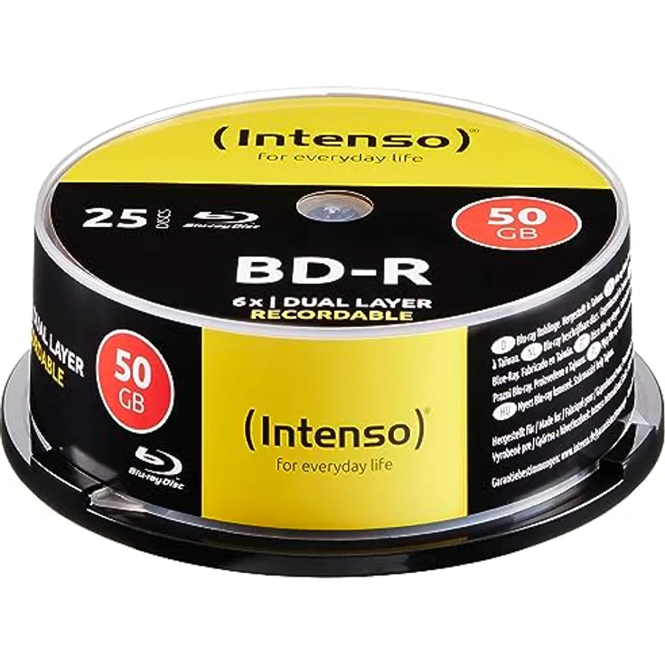 Intenso Blu-Ray 50GB, 6X Speed, Recorcable - 25pcs Cake Box