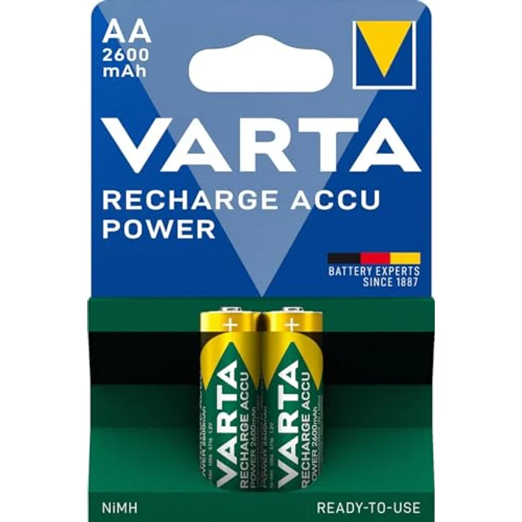 Varta Rechargeable Akku Ready2Use vorgeladener AA Mignon 2600mAh Ni-Mh Akku - 2er Pack - wiederaufladbar ohne Memory Effekt - sofort einsatzbereit – Bild 2