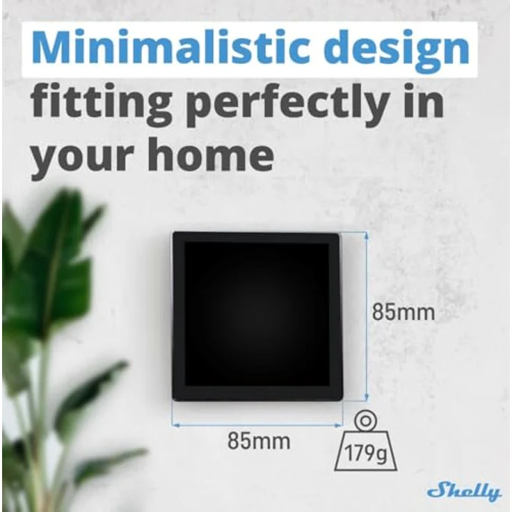 Shelly Wall Display Black + BLU H&T Black, 4-Zoll Smart Home Hub mit Temperatur- und Feuchtigkeitssensor, Schwarz – Bild 2
