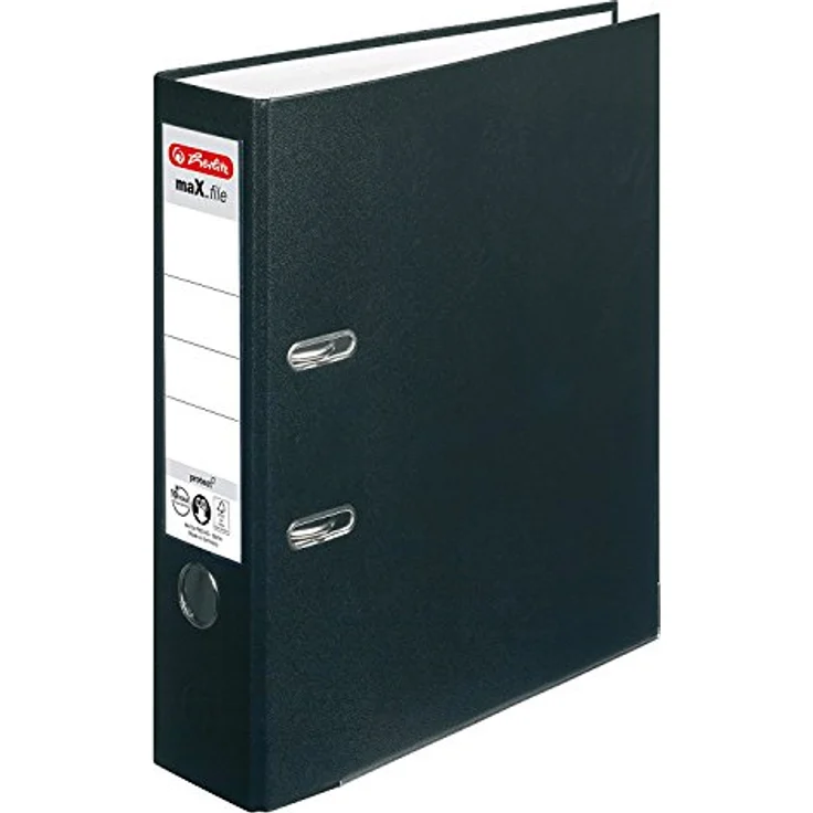 Herlitz Aktenordner maX.file protect, breit, DIN A4, 8 cm, mit Griffloch, Blattniederhalter, Raumsparschlitzen, Kantenschutz, auswechselbares Rückenschild, Polypropylen, blau – Bild 2