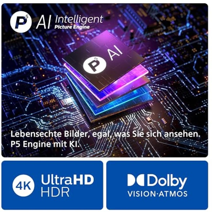 Philips Ambilight 77OLED809 4K OLED Smart TV - 77-Zoll Display mit P5 AI Perfect Picture Ultra HD, Dolby Vision und Dolby Atmos Sound - Schwarz – Bild 4
