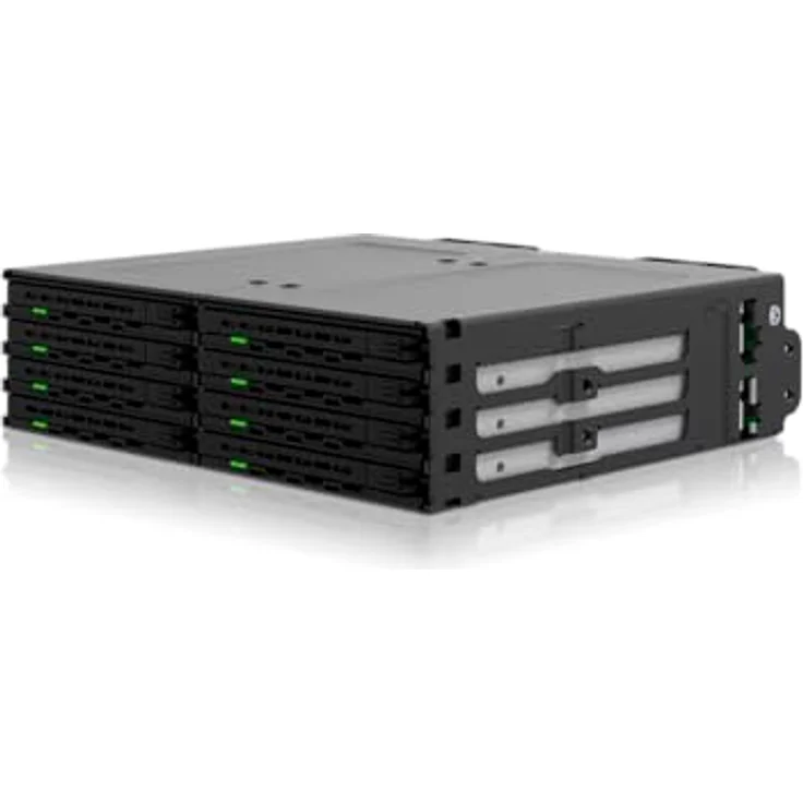ICY DOCK ExpressCage MB038SP-B, 8X 2,5" SATA/SAS HDD/SSD Hot Swap Wechselrahmen in 5,25" Schacht, robuste Trays, metallverstärktes Gehäuse, schwarz – Bild 3