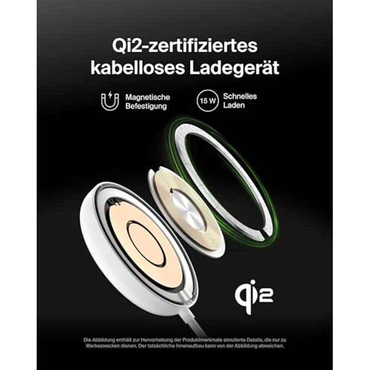 Belkin BoostCharge Pro Magnetisches Kabelloses Ladegerät (15W) mit Ständer, MagSafe und Qi2 für iPhone 16, Samsung Galaxy S25, AirPods – Weiß, mit 2m USB-C-Kabel und Netzteil – Bild 2