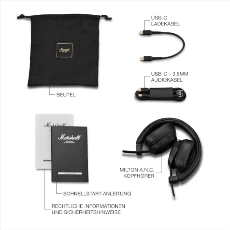 MARSHALL Milton A.N.C., On-ear Kopfhörer mit adaptiver Geräuschunterdrückung, Bluetooth, 50+ Stunden Akkulaufzeit, Schwarz – Bild 11