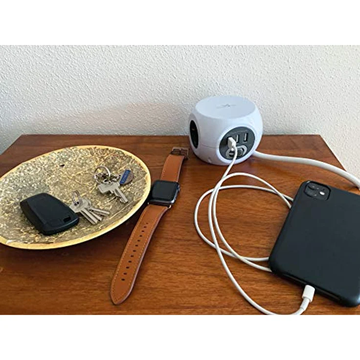 Schwaiger 661507 Mehrfachsteckdose 6-fach (3 Steckdosen, 3 USB Buchsen, Kabellänge 1.4 m), in Würfelform – Bild 4