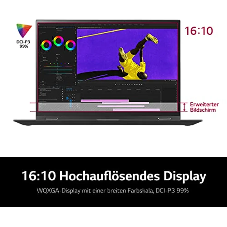 LG gram 16T90R-G.AA78G 16 Zoll Ultralight 2-in-1 Convertible Notebook & Tablet - 1.480g Intel Core i7 (16GB RAM, 1TB SSD, 16:10 IPS LCD Display mit Pen Touch, Thunderbolt 4, Win 11 Home, Mirametrix) - Schwarz – Bild 5