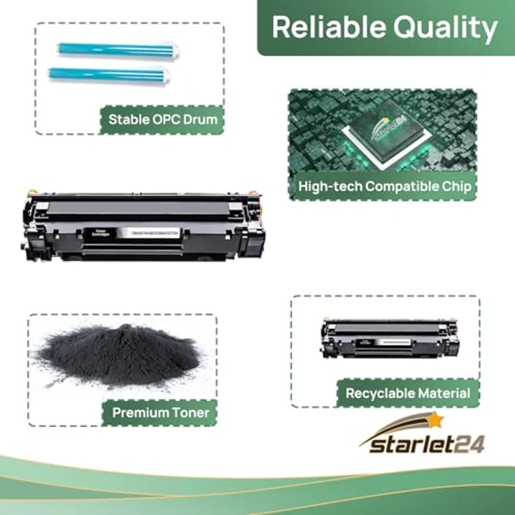 Starlet24 2X 85A Toner ersetzt für HP 85A CE285A, Schwarz, hohe Ergiebigkeit mit 2.000 Seiten pro Kartusche – Bild 5