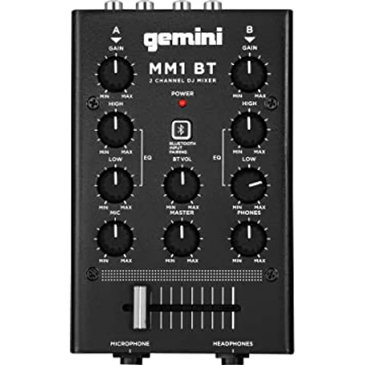Gemini Sound MM1BT Bluetooth Professional Audio 2-Kanal Dual Mic Input Stereo 2-Band Rotary Compact DJ-Podcast-Mixer mit Crossfader und individueller Verstärkungssteuerung - Preisvergleich – Bild 5