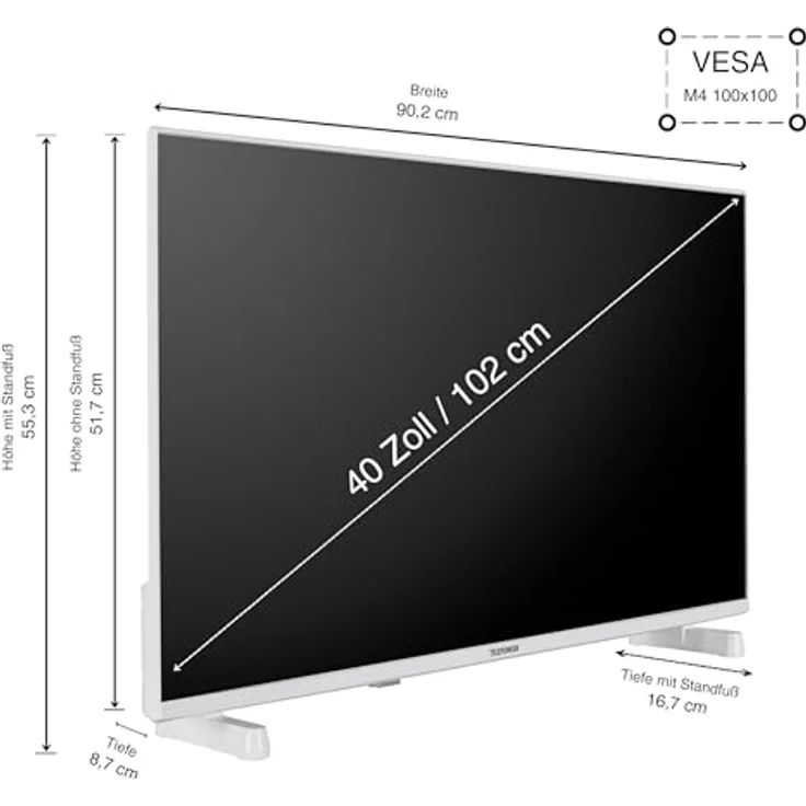 TELEFUNKEN XF40TO750S-W Fernseher 40 Zoll Smart TV Full HD HDR HD+ 6 Monate inkl. Triple-Tuner, weiß – Bild 3