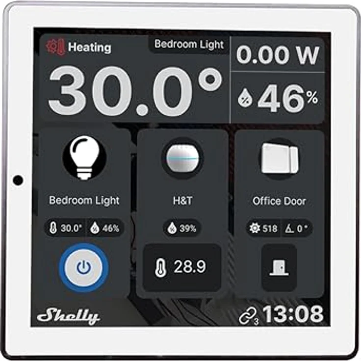 Shelly Wall Display Weiß | Wlan & Bluetooth Ein intelligentes Bedienfeld mit integriertem 5-A-Schalter und Farbdisplay | Hausautomation | Leistungsüberwachung | iOS Android App | LUX-Sensoren – Bild 1