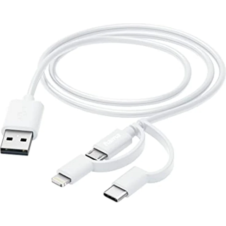 Hama 3-in-1 Multi-Ladekabel USB-A Micro-USB USB-C und Lightning 1,0 m Weiß – Bild 2