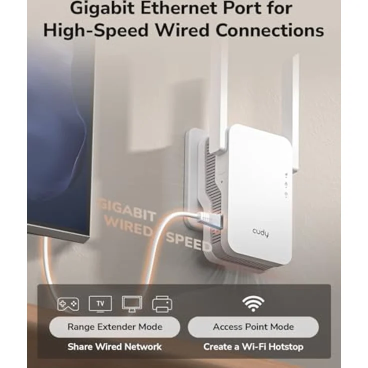 Cudy BE3600 WiFi 7 Mesh Repeater, 2882 Mbit/s, Gigabit-Ethernet-Port, WPS-Taste zur sofortigen Erweiterung – Bild 4