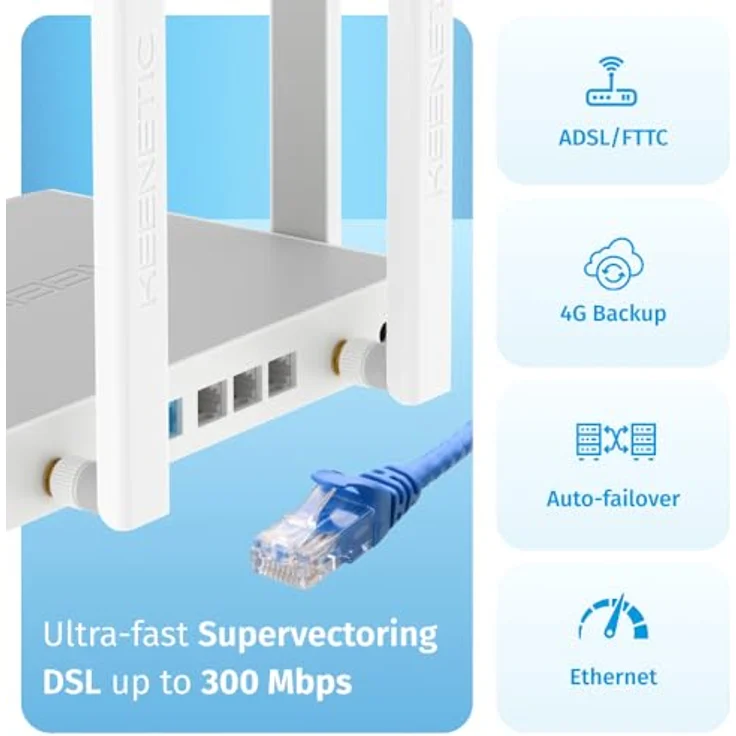 Keenetic Skipper DSL AC1200, Mesh Wi-Fi 5 Modem Router mit 4-Port Gigabit Smart Switch und USB 2.0 Anschluss – Bild 4