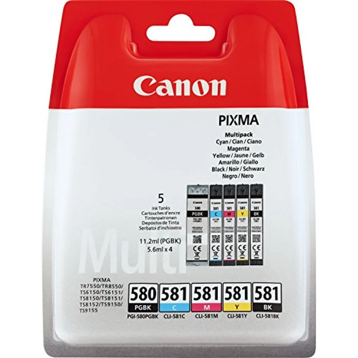 Canon PG 580+CLI 581 5 original Tintenpatrone BK-C-M-Y-PGBK für Pixma Drucker PIXMA TR7550 TR8550 TS6150 TS8150 TS9150 TS6250 TS8250 TS9550 – Bild 2