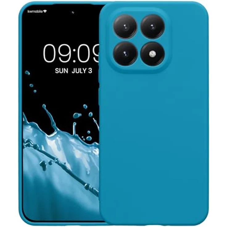 kwmobile Handyhülle für Xiaomi 15T, weiche Silikonhülle in Karibikblau, elastisch und reißfest mit präzisen Ausschnitten für Knöpfe und Kamera – Bild 5