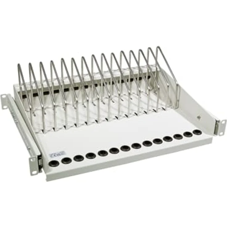 LogiLink Professional SF100G - ausziehbarer 19"-Fachboden für Notebooks, Tablets and Smartphones, max. 14 Geräte, Grau – Bild 2