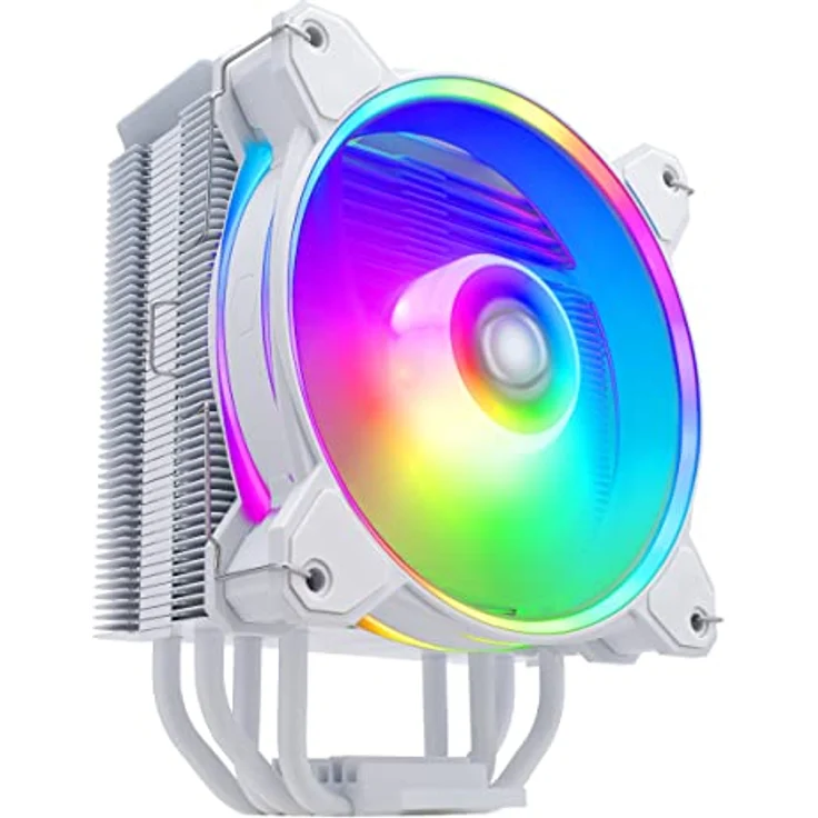 Cooler Master Hyper 212 Halo CPU-Luftkühler – reinweißes Aluminium-Finish, 4 kontinuierliche Direktkontakt-Heatpipes mit Lamellen, MF120 Halo2 ARGB-Lüfter, LGA1700 & AM5 Kühler, ARGB Erkennung - weiß – Bild 3