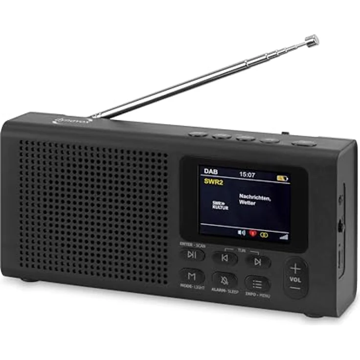 Dynavox DBT200 tragbares, digitales DAB+/UKW Radio, Wecker, BT, TFT-Display, Schwarz – Bild 2