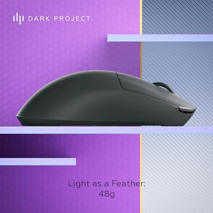 DARK Project Novus SE Gaming Funkmaus – PAW3395 Sensor, 26.000 DPI, 6 Tasten, Huano Switches, USB Nano-Empfänger – Bild 5