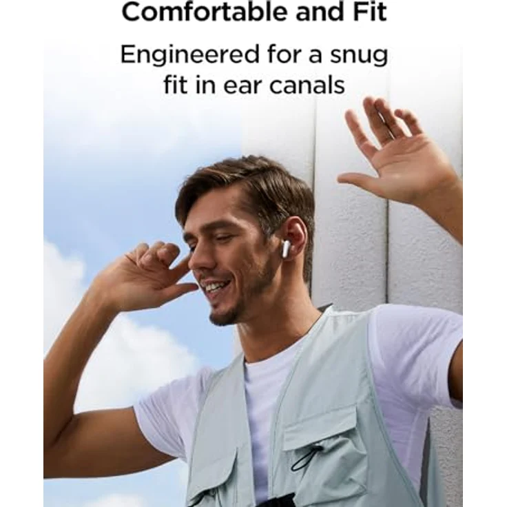 1MORE Q10 Mini Kopfhörer Kabellos, In Ear Ohrhörer Bluetooth 5.3, Wireless Headphones mit 13mm Treiber, 26 Std. Spielzeit, IPX4 Wasserdicht, 2 Mikros mit KI, Touch Control, Tiefer Bass (Weiß) – Bild 5