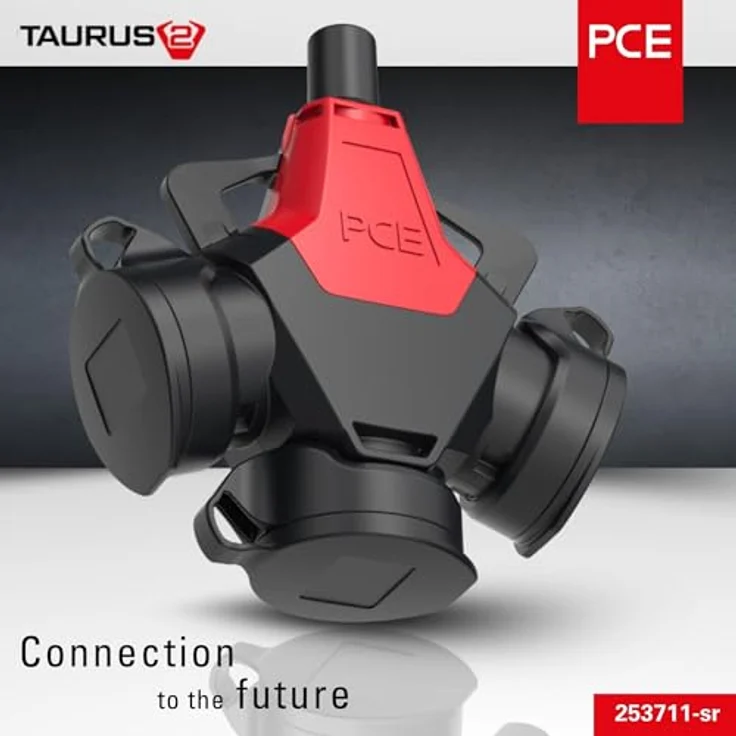 PCE PC Electric 253711-sr, 3-fach Kupplung aus Gummi, 250 V Rot, IP54, staub- und spritzwassergeschützt – Bild 3