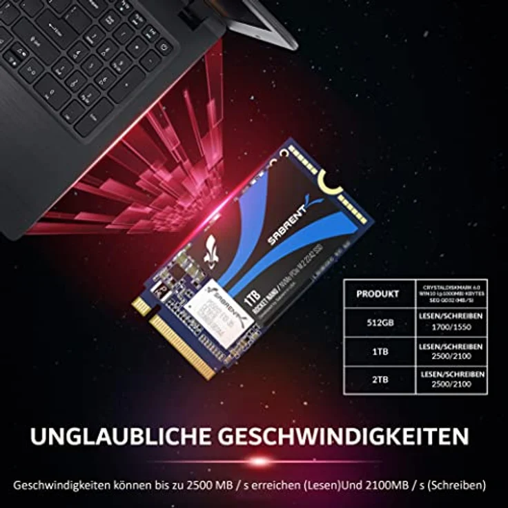 Sabrent 1TB Rocket NVMe PCIe M.2 2242 DRAM-freie interne Hochleistungs-SSD mit geringem Stromverbrauch (SB-1342-1TB) – Bild 6