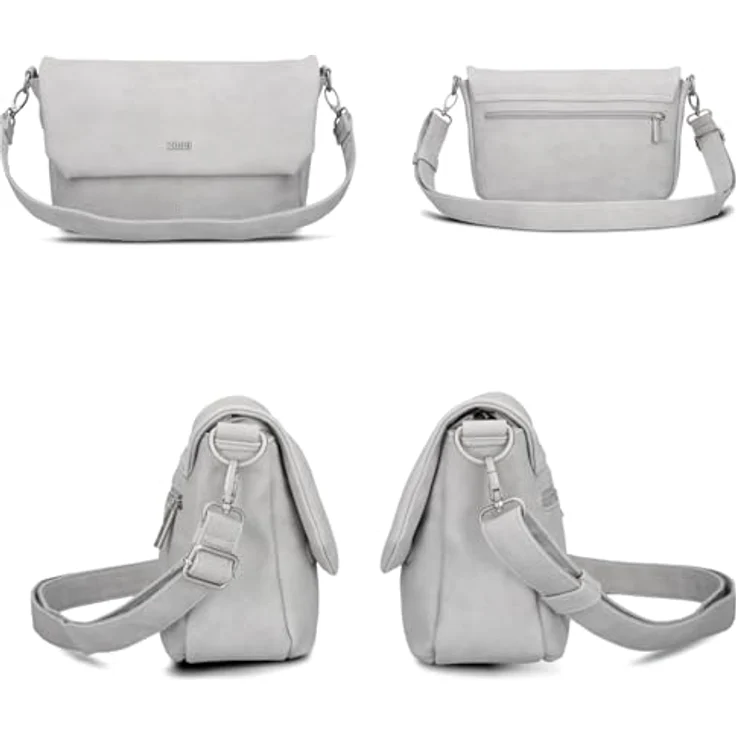 Zwei Mademoiselle.M Messenger, Laptopfach 33 cm, 100% Polyurethan, grau – Bild 3