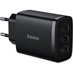 Baseus Compact Charger 3U 17W EU Schwarz, Handy-Ladegerät - Preisvergleich