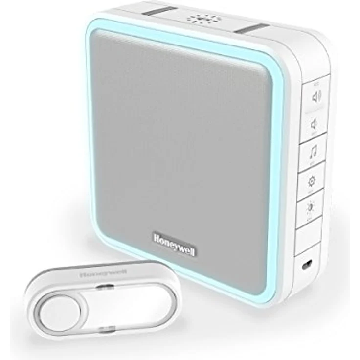 Honeywell Home Funk-Gong-Set 8 Töne 90dB mit Reichweitenverstärker, Lichtring und LED-Blitzlicht, weiß, DC915S – Bild 2