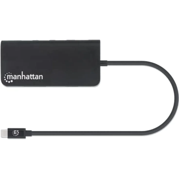 Manhattan USB-C Hub mit Micro / SD Kartenleser - Multiport mit HDMI, USB-C, USB 3.0, Ethernet, 2 SD-Slots, Plug&Play, 4K@30Hz, in schwarz – Bild 5