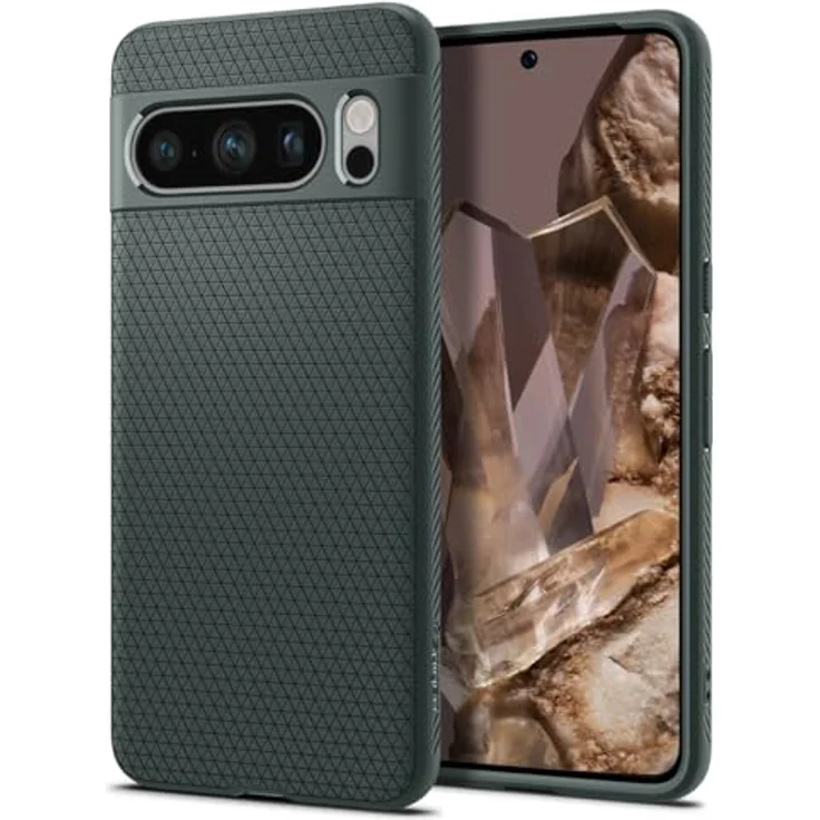Spigen Liquid Air Hülle Kompatibel mit Google Pixel 8 Pro -Abyss Green Gemustertes TPU mit Eckschutz und Spider Web - Handyhülle – Bild 1