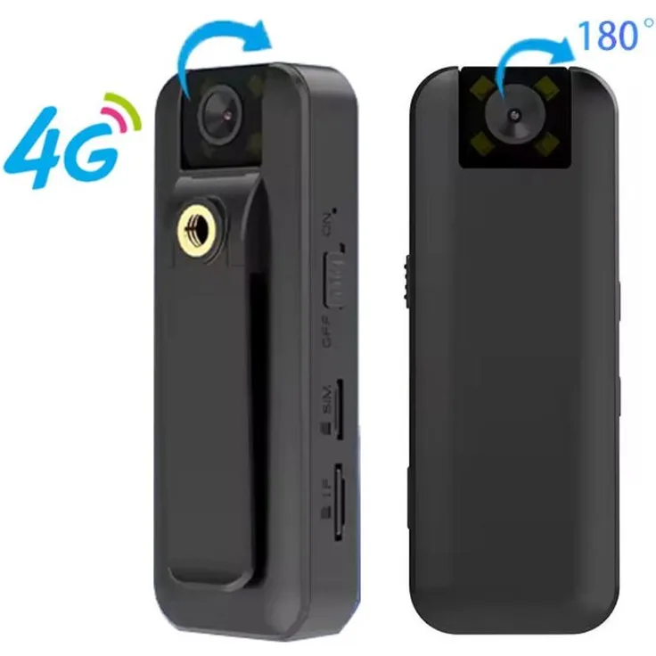 Exlene 180-Grad-Objektiv schwenkbar Weitwinkel 4G Körperkamera, 4K Camcorder mit Nachtsicht und 256 GB Speichererweiterung