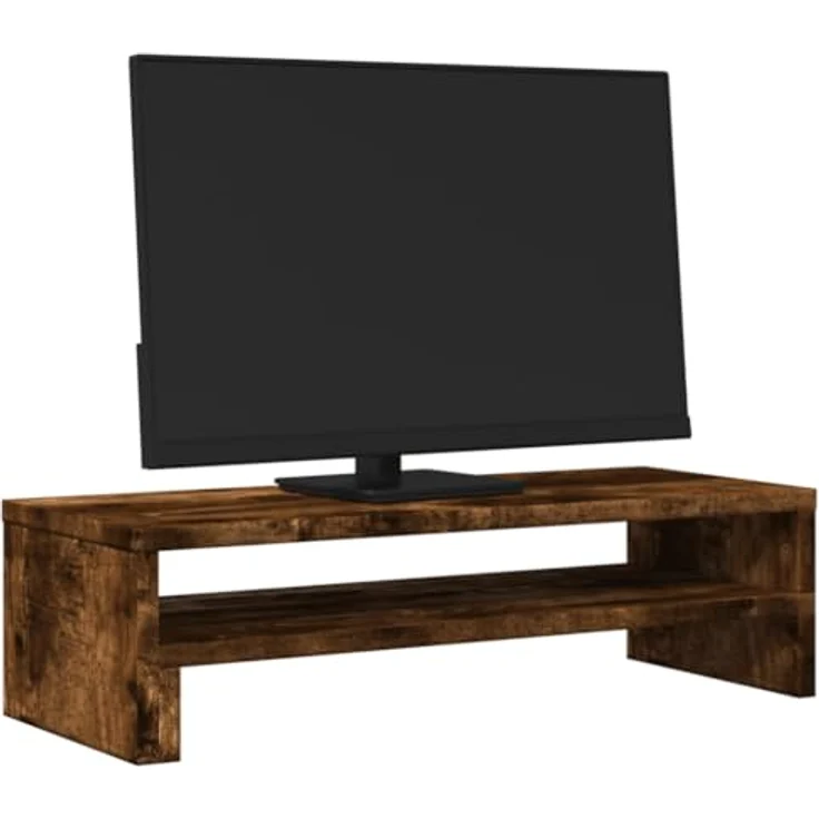vidaXL Monitorständer Räuchereiche, Holzwerkstoff, 54x22x15 cm mit Stauraum, max. Belastbarkeit 25 kg – Bild 3