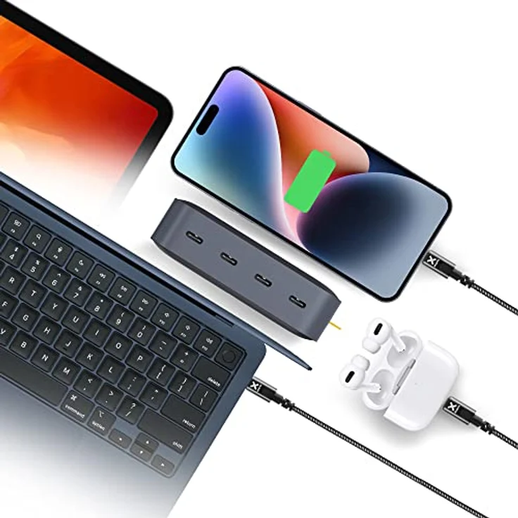Xtorm Powerbank Titan Pro 140W, 24.000 MAH, XB402, USB-C-PD, LED-Indikator, kompatibel mit Smartphone, Tablet und Laptop, XB4-Serie, einschließlich magnetisches USB-Kabel, langlebiges Material, Grau – Bild 3