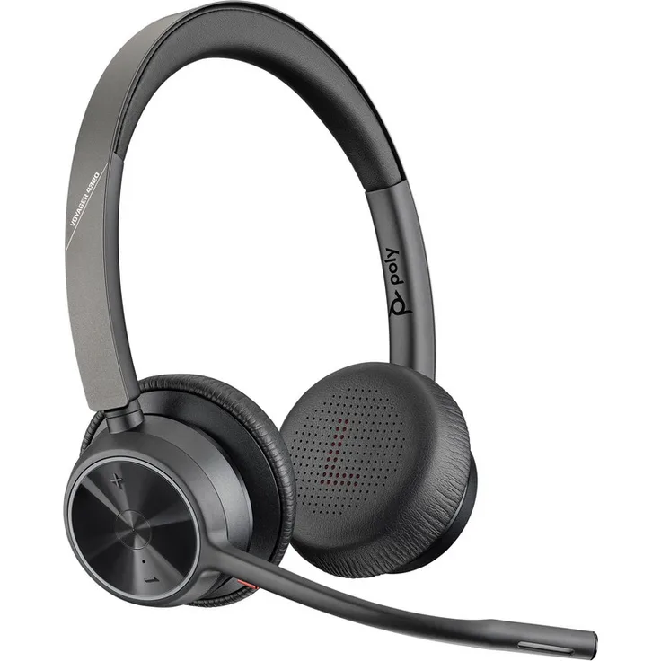 Poly Voyager 4320 UC USB-A Headset, schnurloses Bluetooth-Headset mit Acoustic Fence-Technologie und 24 Stunden Sprechzeit, Stereo