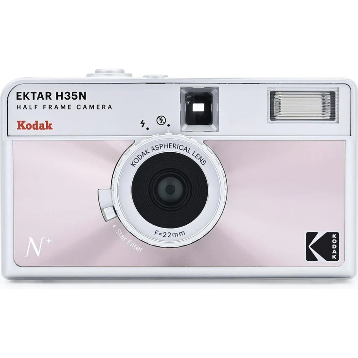 Kodak Half Frame Film Camera EKTAR H35N Pink Kompaktkamera mit innovativem Design und zwei Fotos auf einem Abzug – Bild 1
